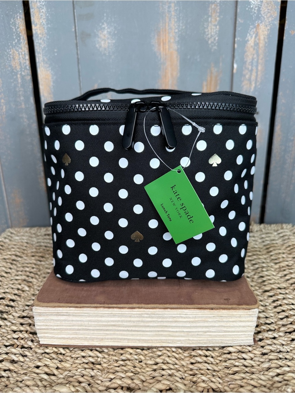 Kate Spade Polka Dot Insulated Lunch Tote Black/White NWT